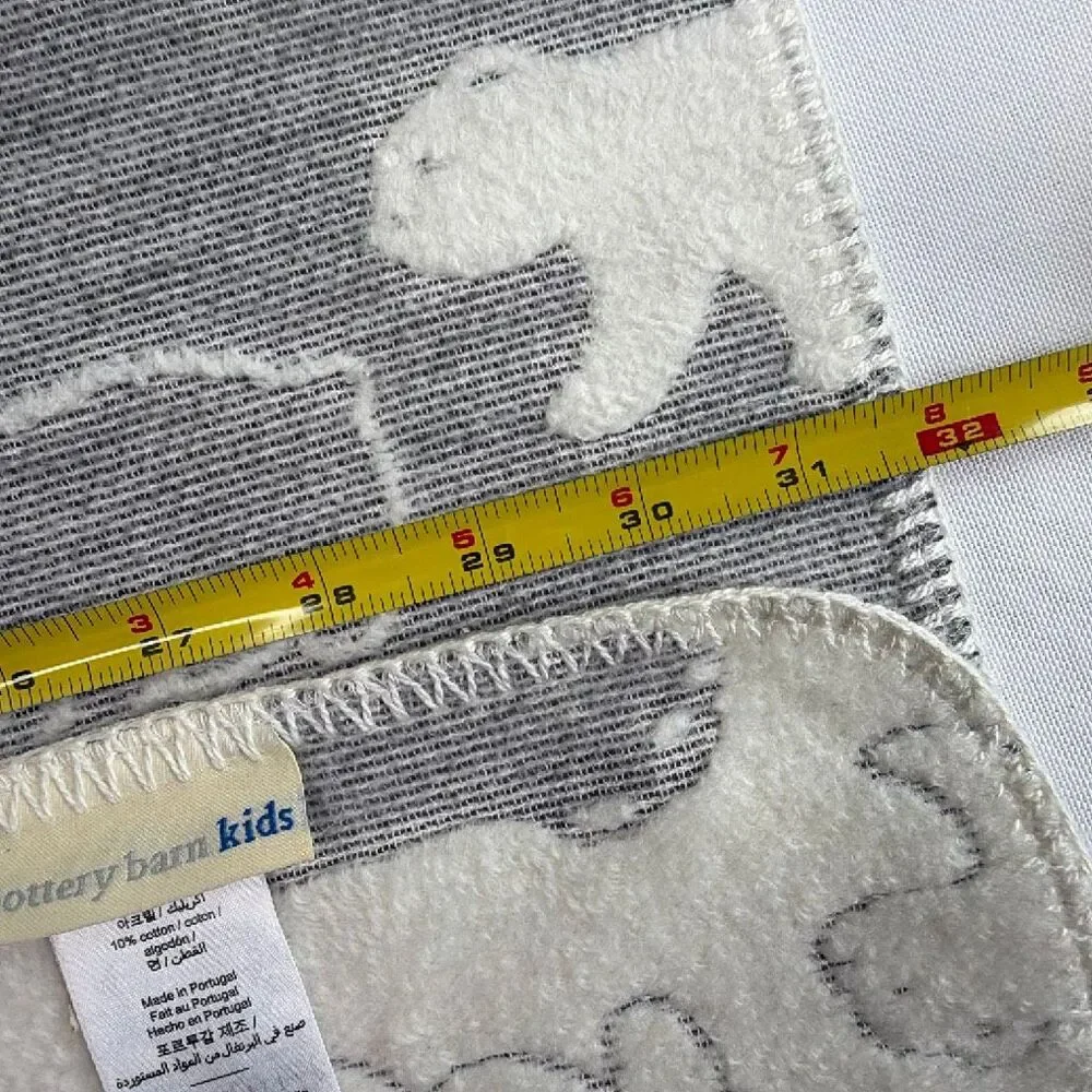 Pottery Barn Kids Polar Bear Baby Blanket Swaddle Grey Cream